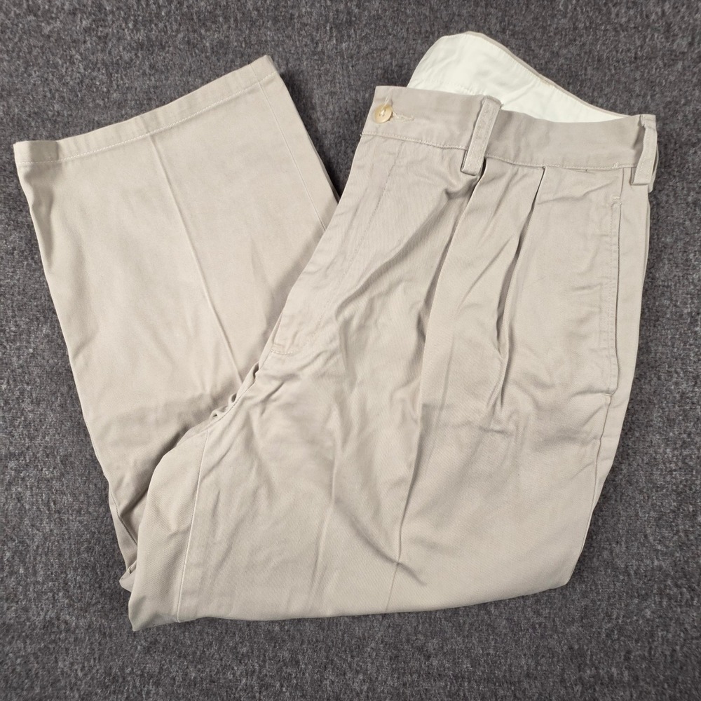 Polo Ralph Lauren Andrew Pants Mens 36x32 Tan Khaki Vintage Pleated Trousers
